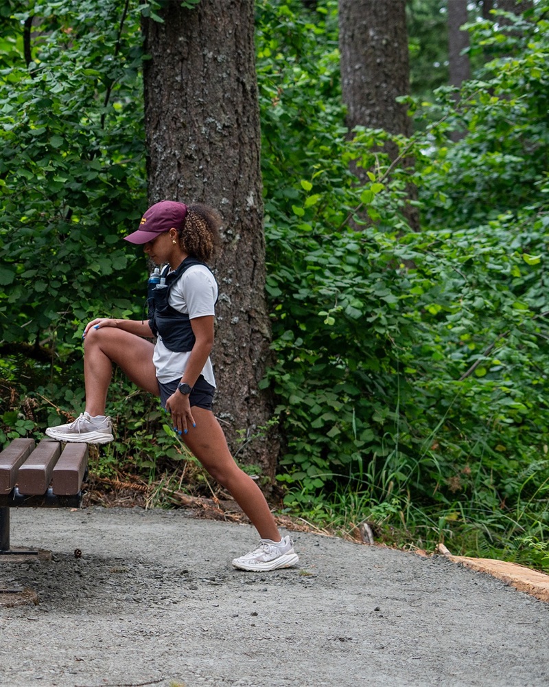 Slide 5: stretching on a bench, right half